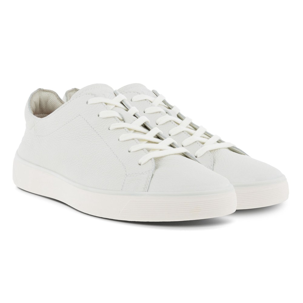 Mens Sneakers - ECCO Street Tray Laced - White - 0176KXYOH